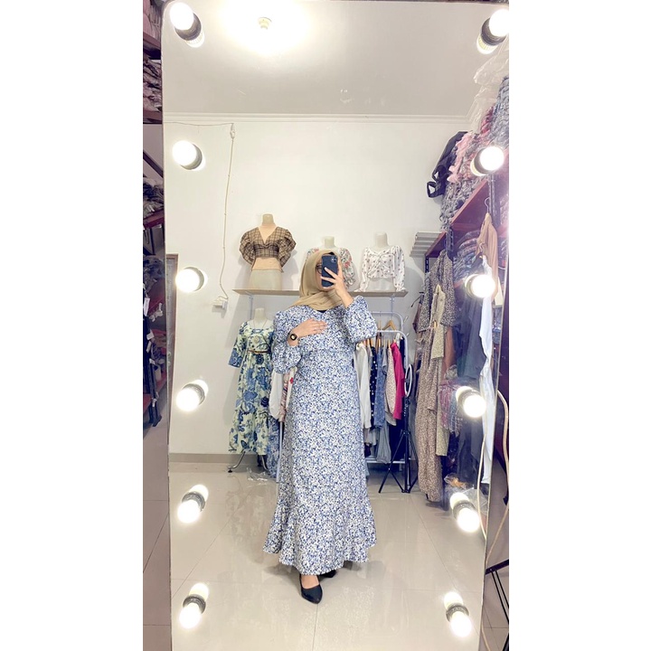 BEFAST - ZFS OOTD Dress Maxi ANDERA / AIMEL FISHTAIL MAXI DRESS / KOREAN MAXI DRESS / ZALICA SHAKILA Bunga Kekinian Korean/ LongDress Wanita / Dress Model Terbaru / Fashion Wanita Kondangan/Pesta / Dress Maxy Motif / OOTD Ala Korean Style