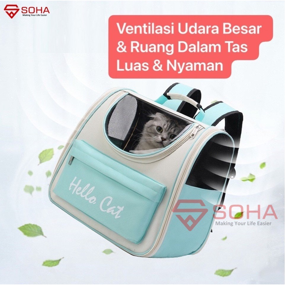 AHP-02 Tas Ransel Pet Hewan Kucing Anjing Bag Travel Pet Bahan Waterproof &amp; Transparan