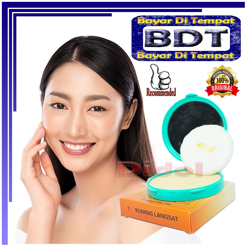 Kelly Compact Powder Bedak Kelly Kerang Asli BPOM Warna Kuning Langsat Bedak Padat Kelly Beauty Powd