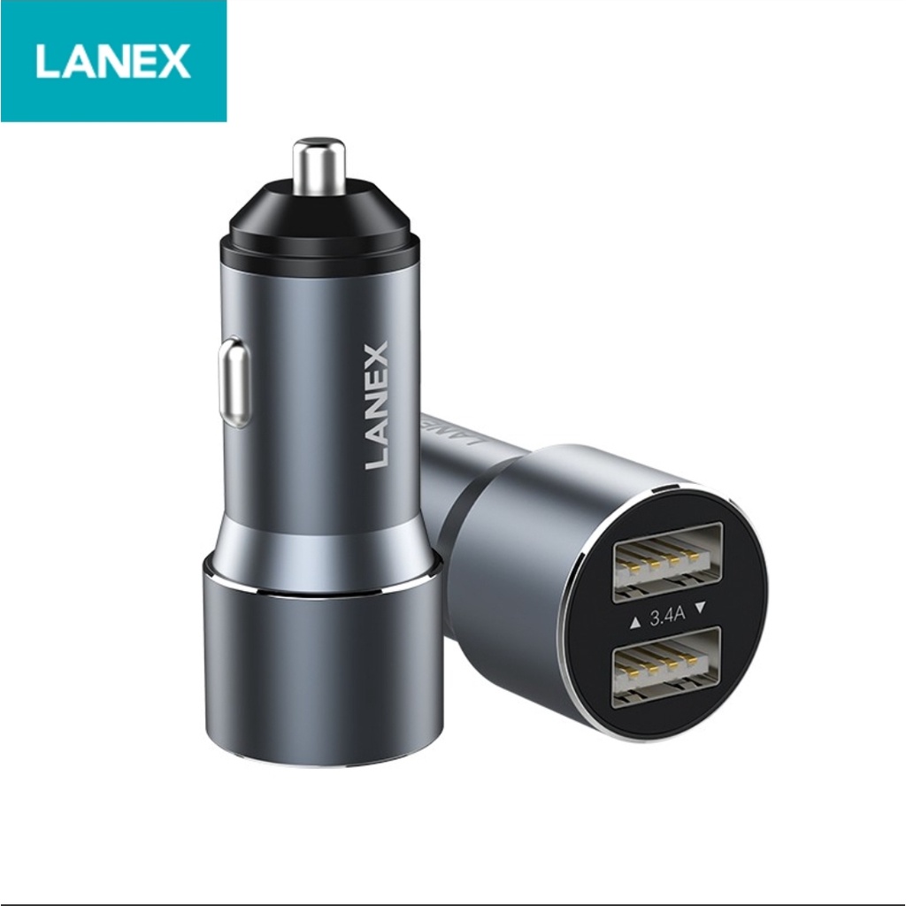 LANEX CAR CHARGER KITS CAS MOBIL 3.4A HIGH CURRENT FAST CHARGING + KABEL TIPE C 100CM