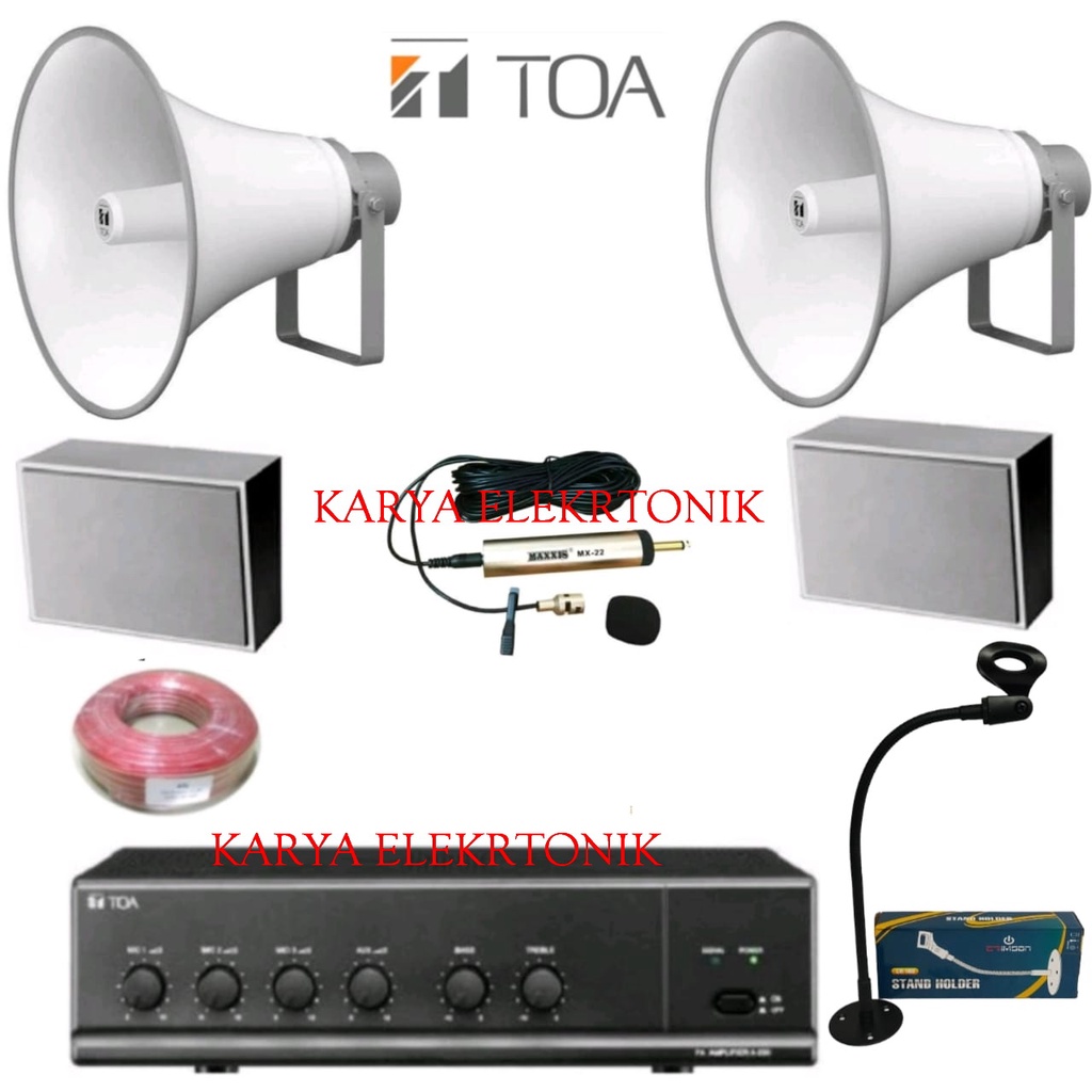 PAKET TOA SPEAKER LUAR DAN DALAM PAKET SOUND SYSTEM TOA MASJID DAN MUSHOLLA  SAMA STAND MIC DINDING