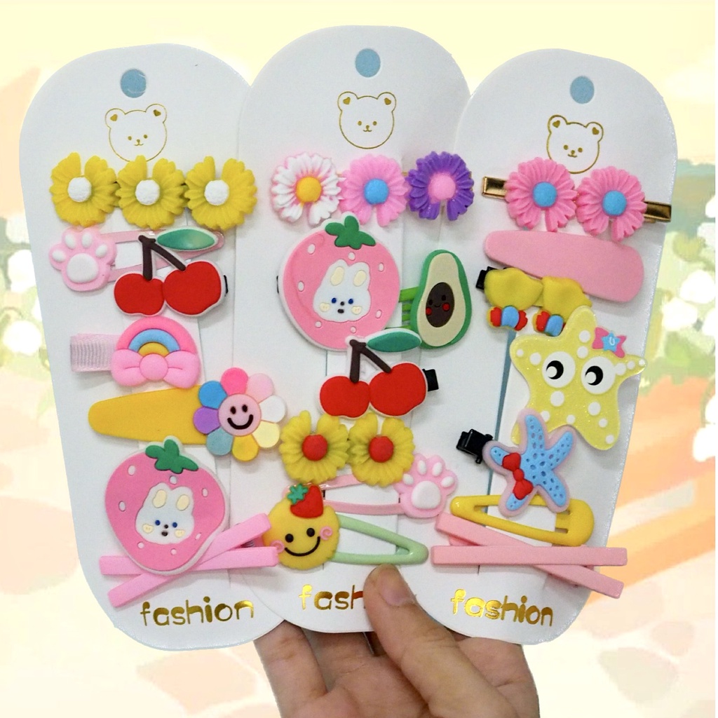 SET ISI 7PCS Jepit Rambut Anak Motif Karakter Kartun Campur  Lucu Jepitan Hair Pin Gaya Korea Kids