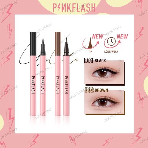 ✿ELYSABETHME✿ Pinkflash makeup eyeliner easy kemasan baru anti luntur garis mata celak mudah dipakai