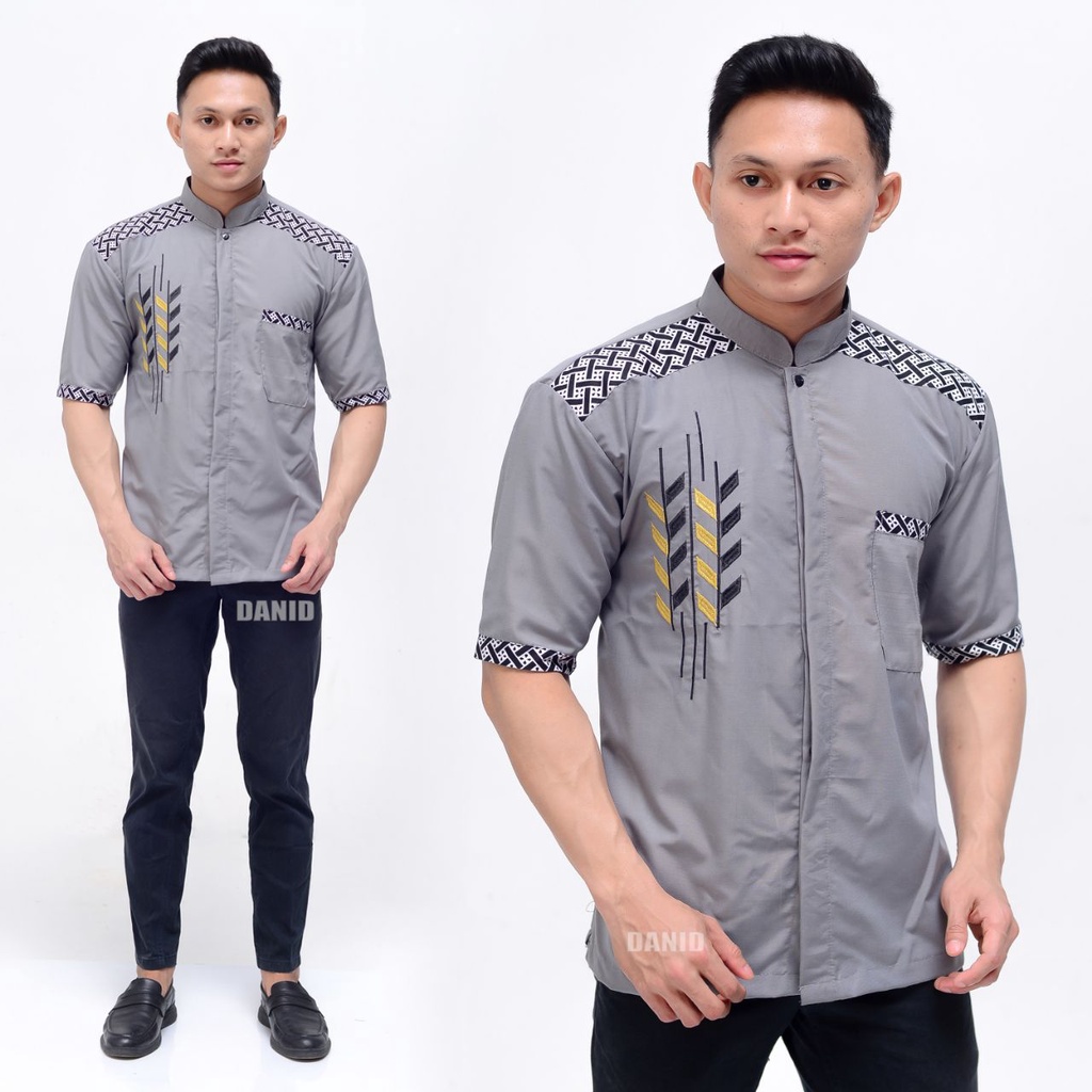 Baju koko lengan pendek pria dewasa terbaru koko batik koko bordir murah koko putih pendek terlaris