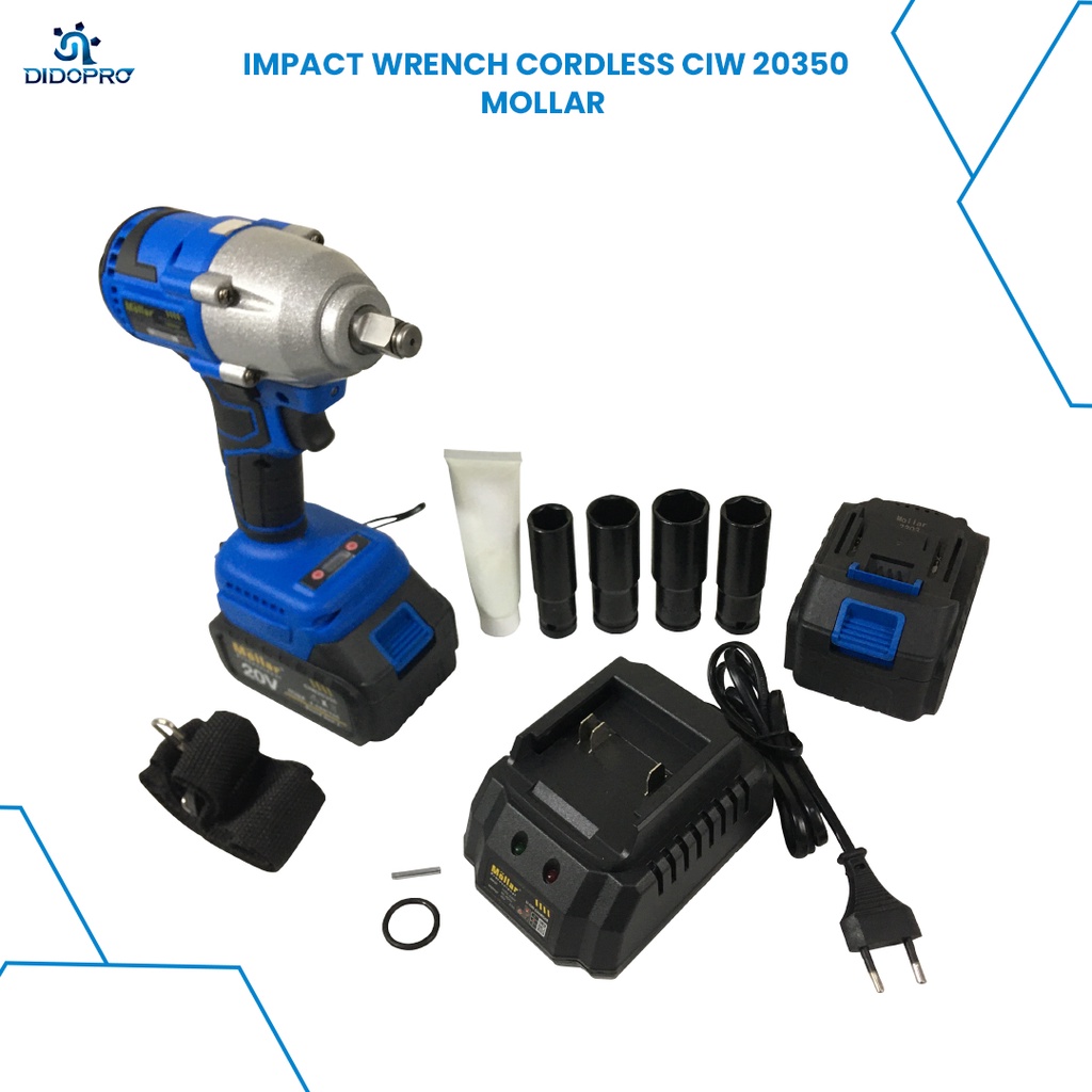 MOLLAR CIW20350 Digital Impact Wrench Cordless Alat Buka Baut Baterai Brushless