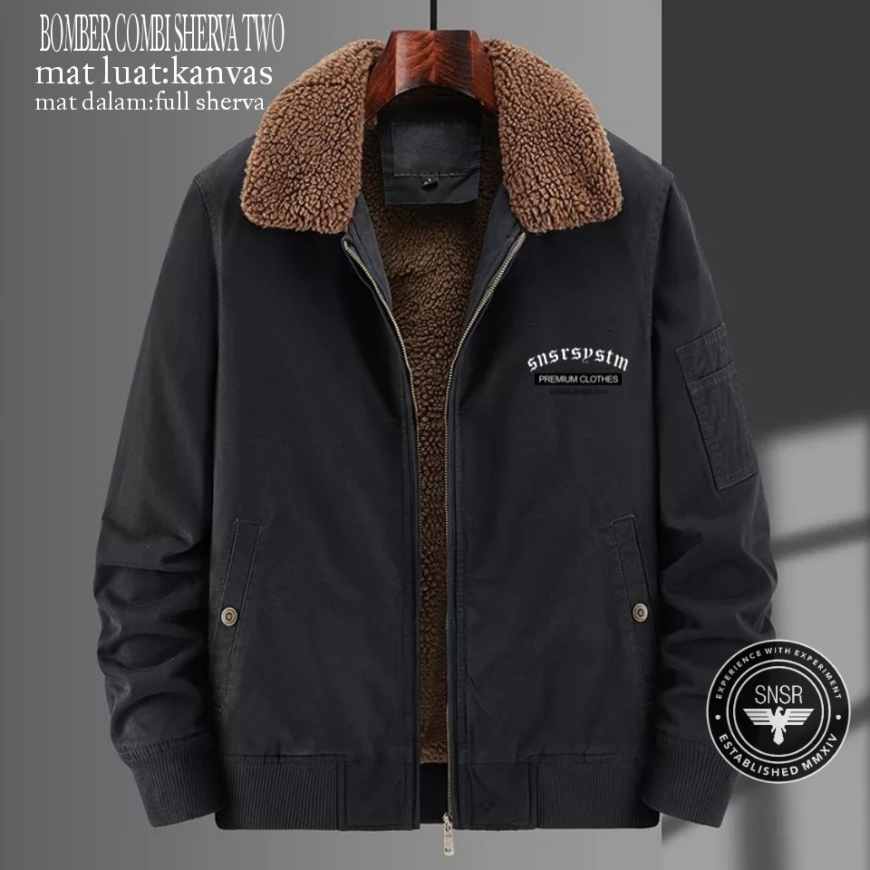 TURUN HARGA ! Jaket Bomber Combi Sherpa Jaket Corduroy Sherpa Bulu Tebal Pria Wanita Original Sensor