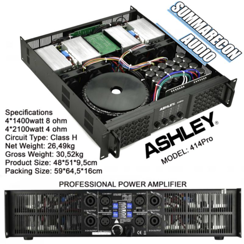 Power Amplifier Ashley 414Pro Original Power 4Channel Class H