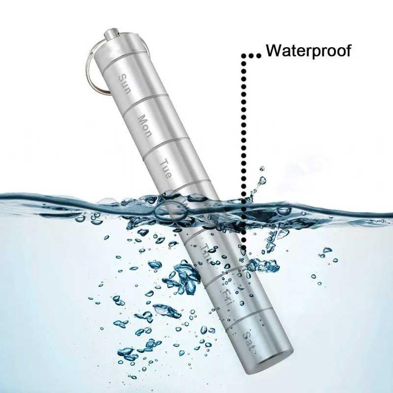 Tempat Obat Botol 1 Minggu 7 Grids Waterproof Pill Container - SR070273 - Silver