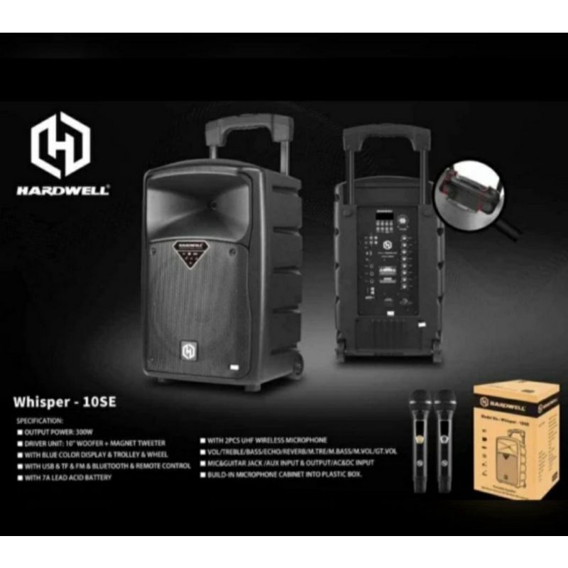 SPEAKER PORTABLE WIRELESS HARDWELL WHISPER 10SE ORIGINAL 300 WATT