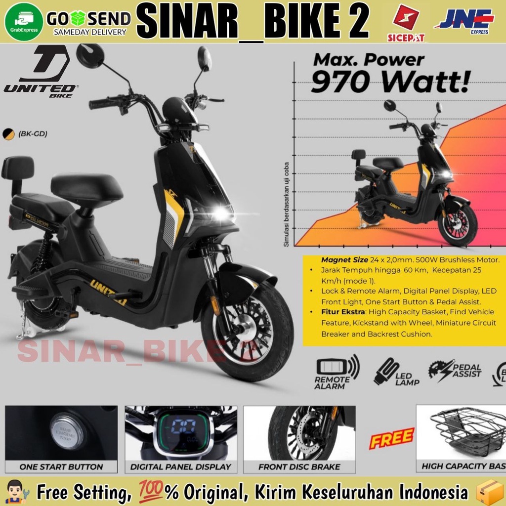 Sepeda Motor Listrik UNITED SALVADOR SE 500 Watt Electric E Bike