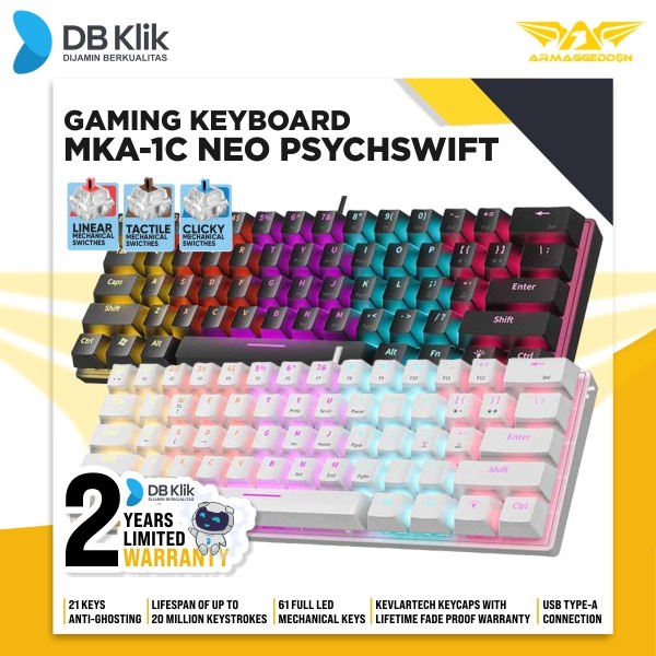 Keyboard Gaming Mechanical Armaggeddon MKA-1C NEO Wired Psychswift 60%