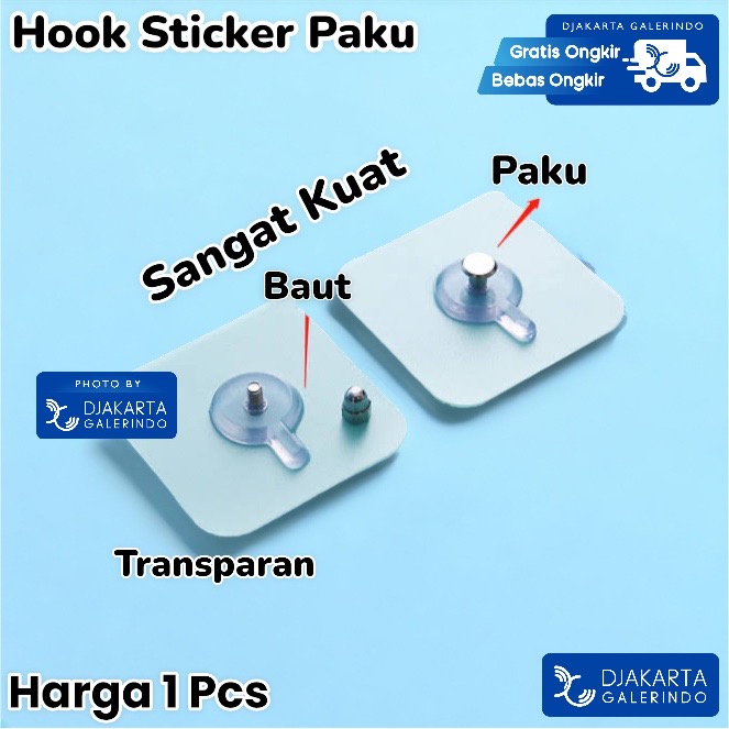 Gantungan dinding 2 sisi - Tempelan 2 sisi - Gantungan Baju - Hook Baju - Tempelan Paku - Hook Paku