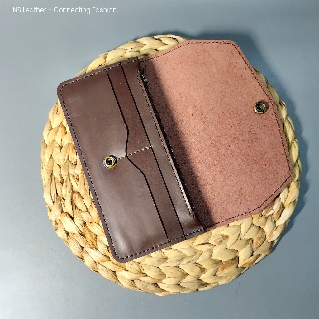 Dompet Panjang Muat HP Dompet Kulit Wanita Pria BROWN