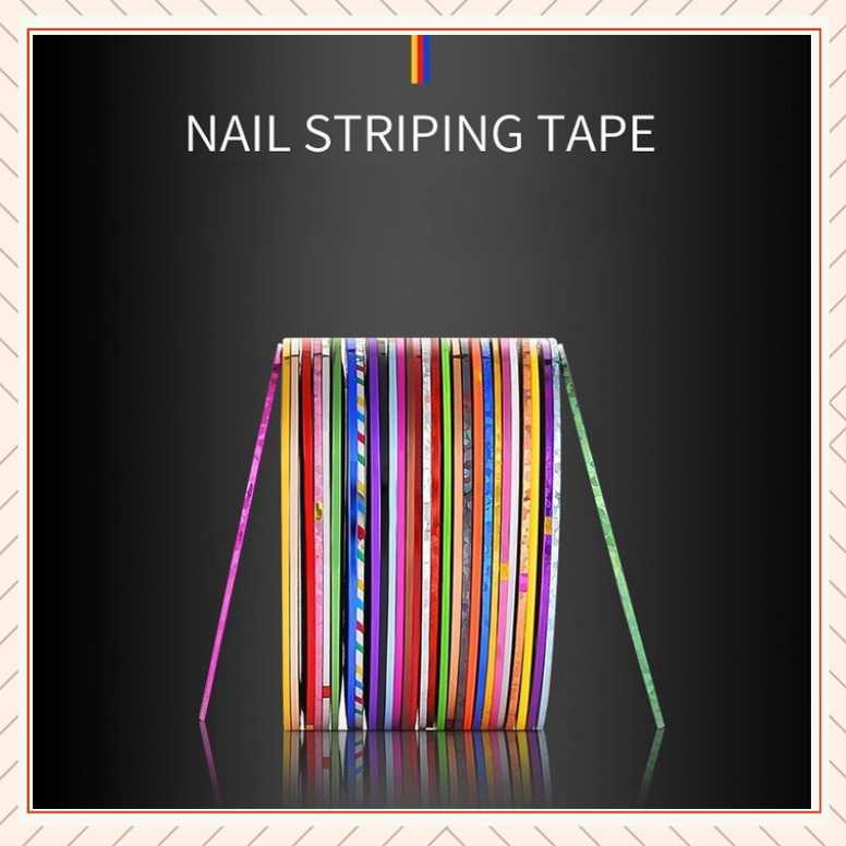Pretty Stripping tape Warna / Rolls Nail Art UV Gel Tips Striping Tape Baris Sticker Dekorasi  Nail DIY