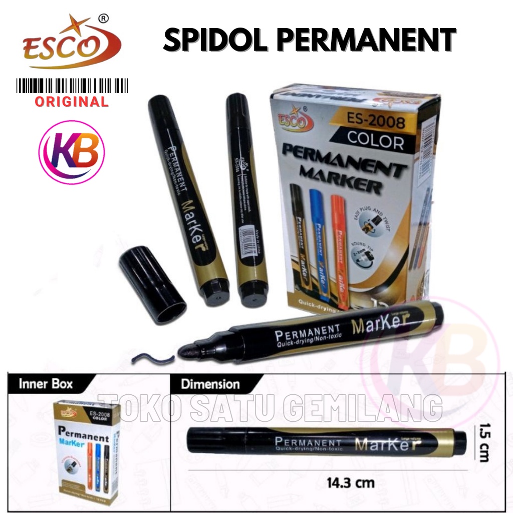 

1 Pcs Spidol Permanent Marker Esco / Spidol Permanent Esco ES-2008 / Spidol Murah Permanent Esco / Toko Gemilang