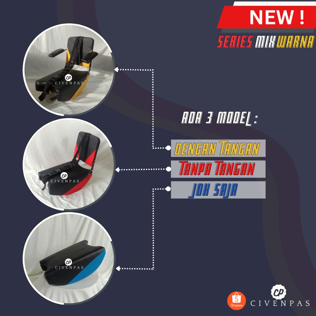 Jok kursi Boncengan Anak Sandaran Utk motor NMAX PCX AEROX Jupiter MX Model dengan Tangan