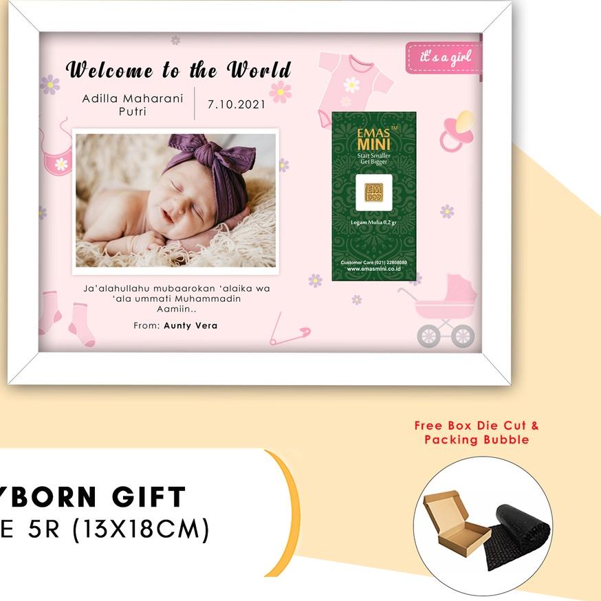 ✨Promo✨ Hari Ini Kado Lahiran Bayi Newborn Kado Baby Newborn Frame Kado Gift Series Logam Mulia Emas