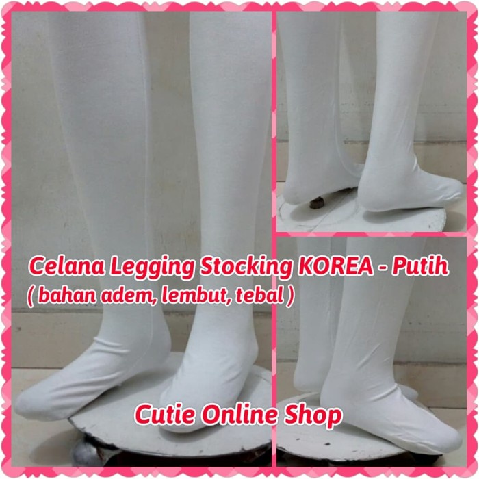Celana Legging Stocking Korea Putih Leging Import Hijab Wudhu Tebal