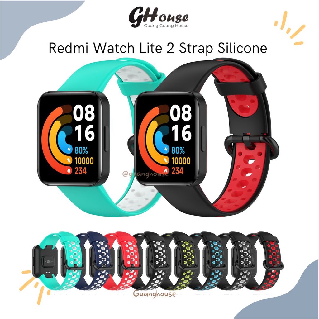 Strap Redmi Watch Lite 2 Mi Watch Lite 2 Bahan Silikon Bolong Dua Warna Tali Jam Mi Watch Lite 2