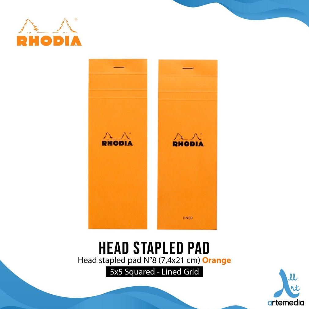 

Buku Catatan Rhodia 7,4x21cm Head Stapled Pad N8 Notepad