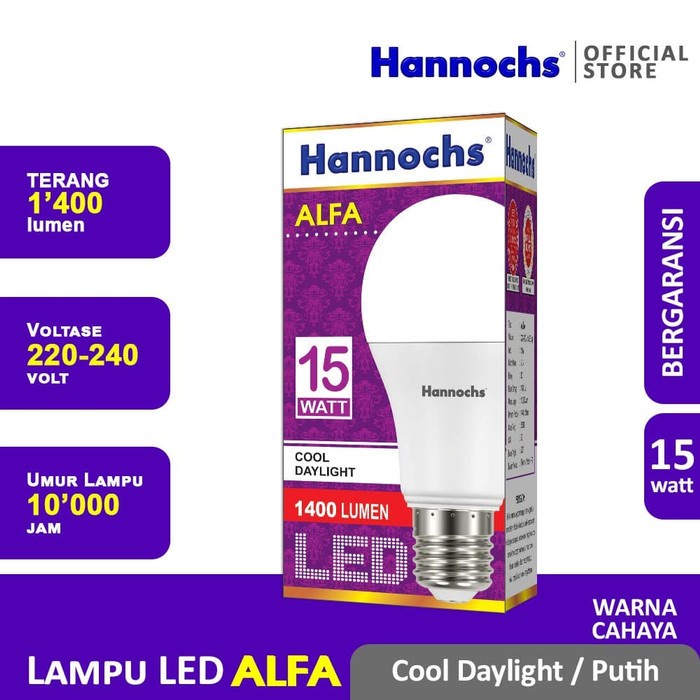 Lampu Led Hannochs Alfa 15 Watt Cahaya Putih