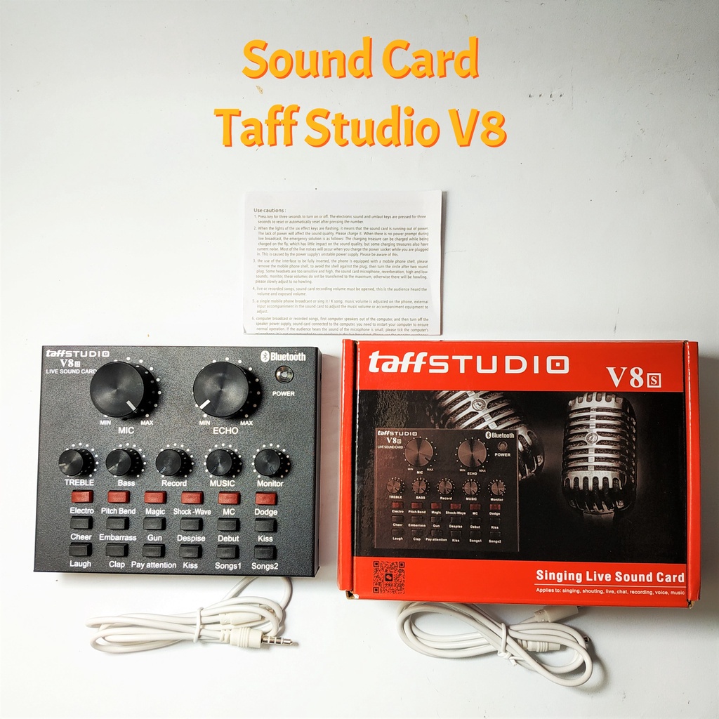 SOUNDCARD V8 TAFFSTUDIO BLUETOOTH AUDIO USB EXTERNAL LIVE MIXER BROADCAST