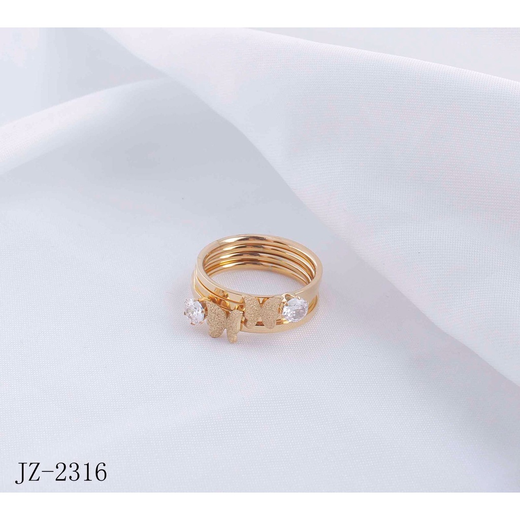 Cincin Titanium Kupu Permata Cantik Perhiasan Fashion 2316/1806