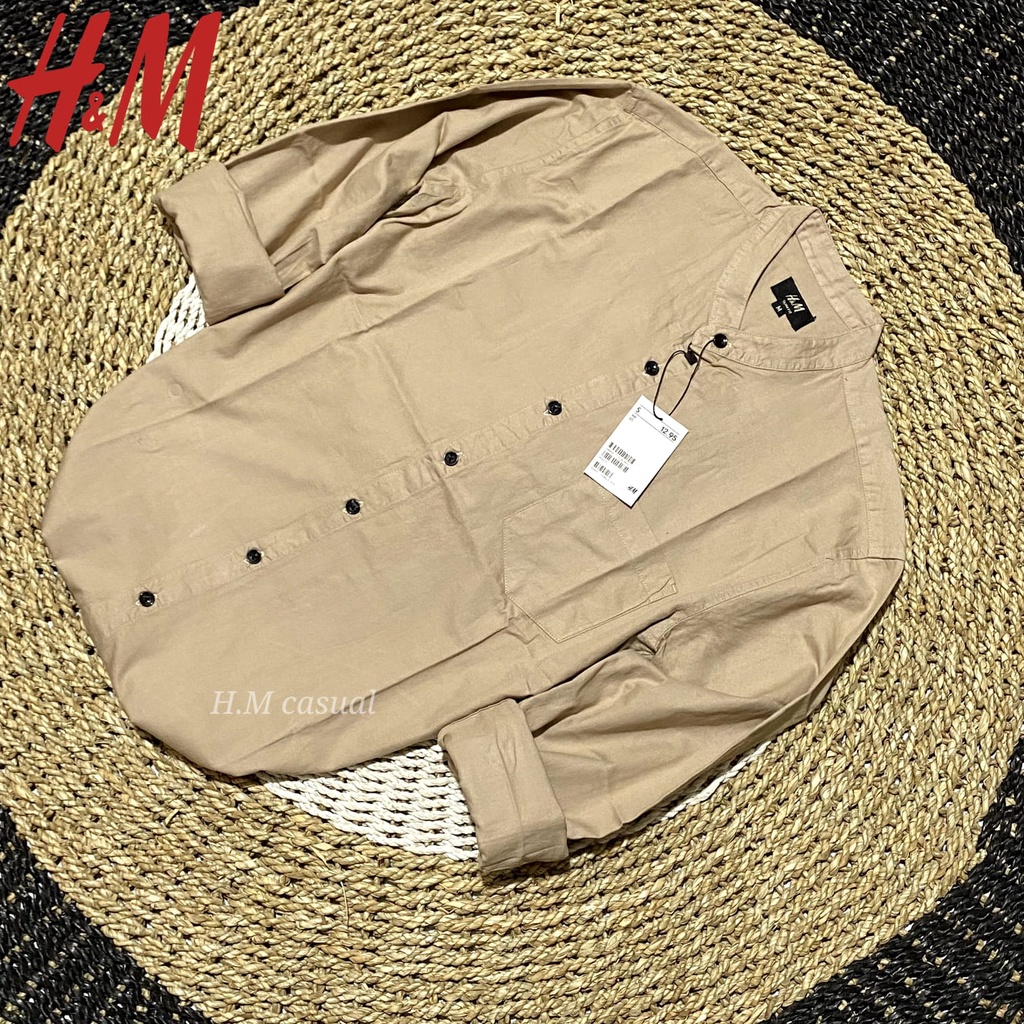 Kemeja polos lengan panjang pria/Kemeja H.M polos kerah sanghai/Kemeja H.M polos pria