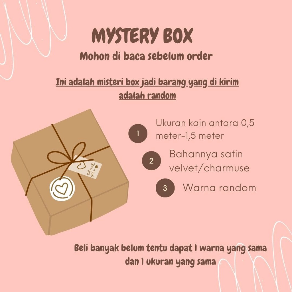 Misteri Box !!  bahan kain satin silk velvet maxmara charmuse premium furing (RANDOM)