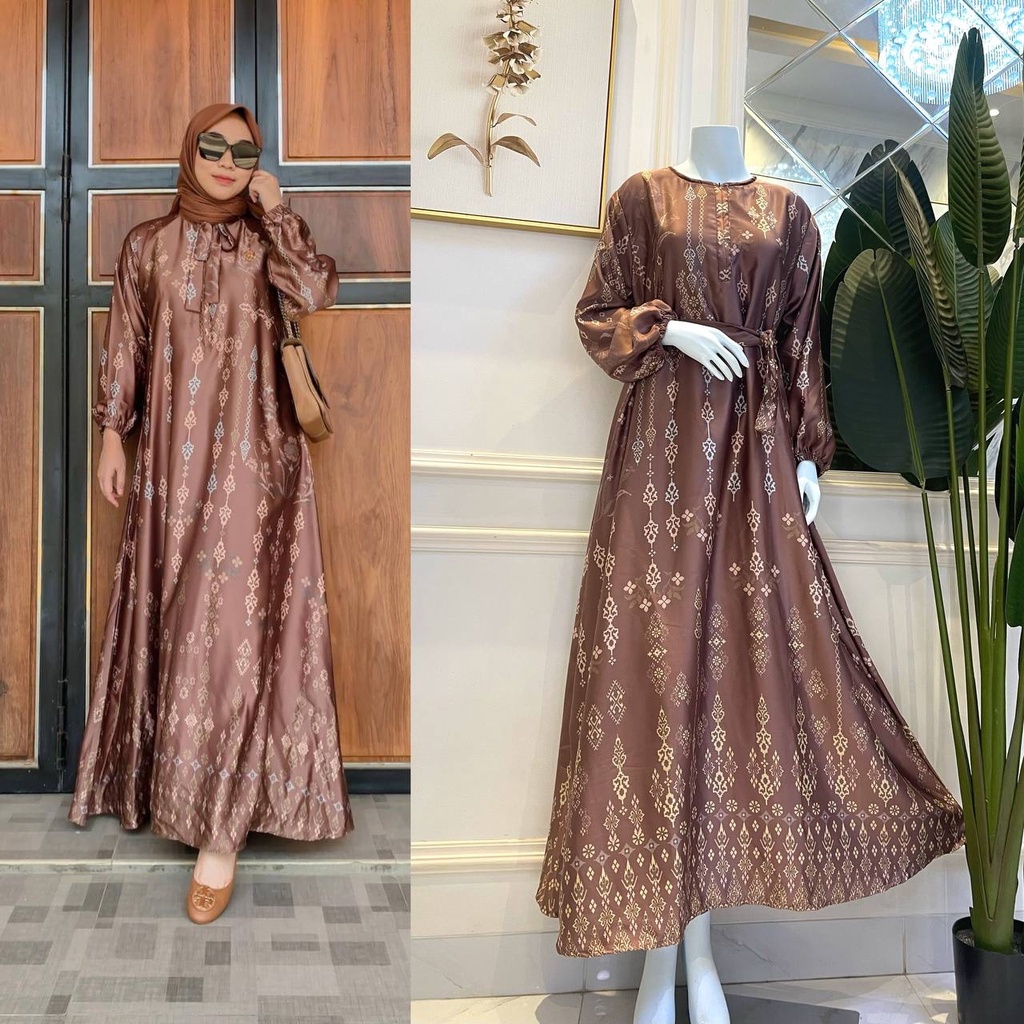 Dress Dior Silk Sandrina  Bisa Bayar ditempat (Cod) Baju Gamis Lebaran Wanita Hijab Terbaru