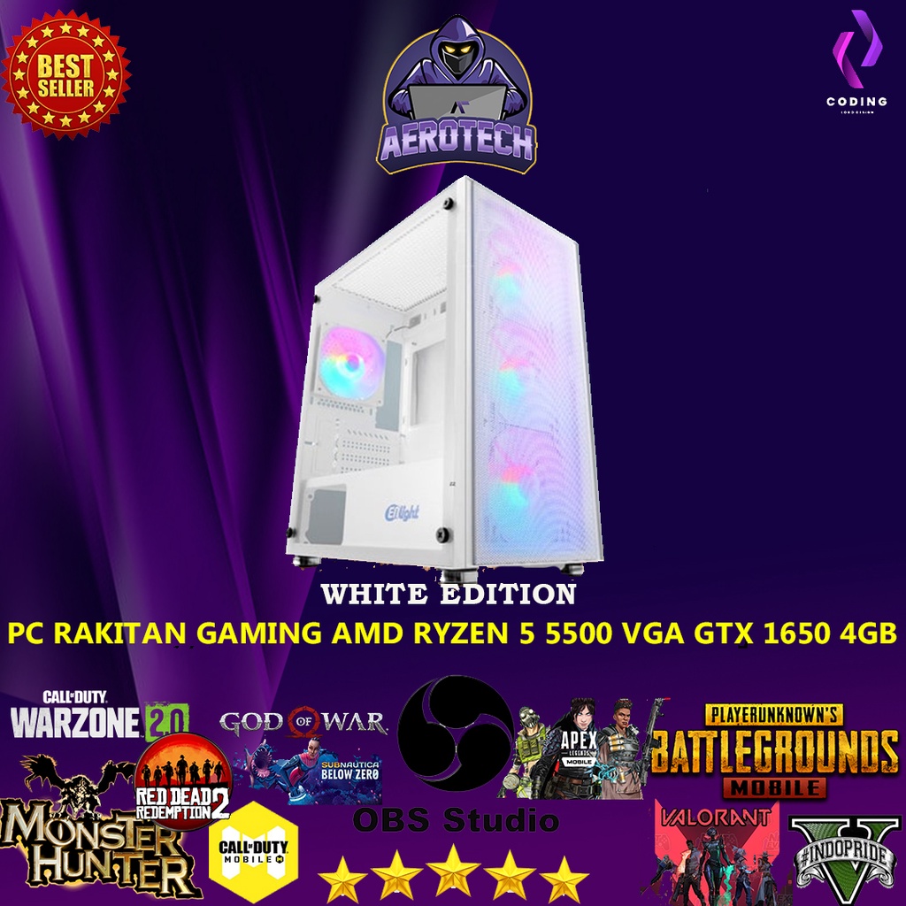 PC RAKITAN GAMING AMD RYZEN 5 5500 | RAM 16 GB | VGA RTX 3050 8 GB | SSD 256 GB NVME LIVE STREAM GTA ROLEPLAY