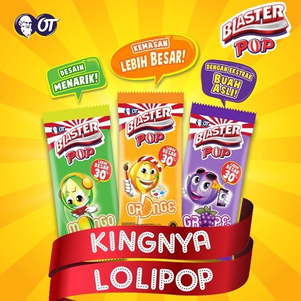 

Blaster pop permen lolipop 1 pack isi 36 pcs mixed 3 rasa campur