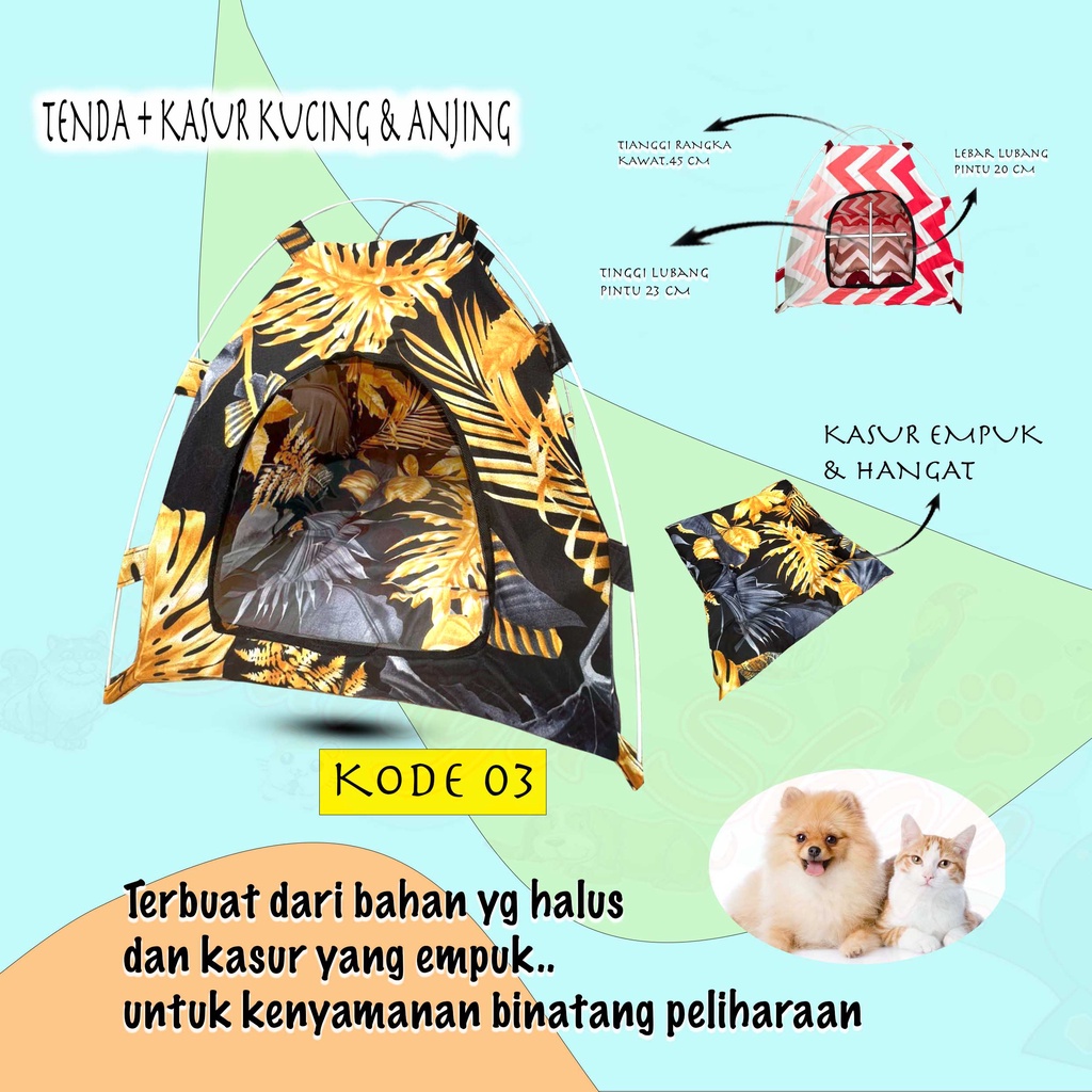 TEMPAT TIDUR KUCING BENTUK TENDA FREE KASUR-BANYAK PILIHAN WARNA