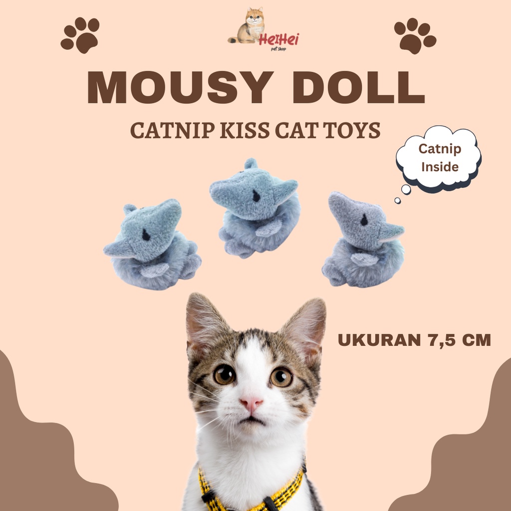 Catnip Kiss Mousy Doll Cat Toy - Mainan Kucing Atraktif Kitten