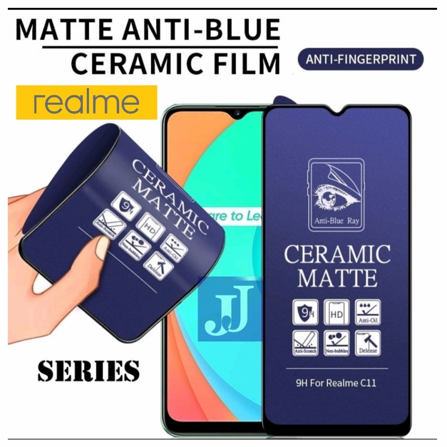 Tempered glass Ceramic Blue REALME/cbra/Anti Minyak Pelindung Protector Cover Layar Screen Handphone Kamera