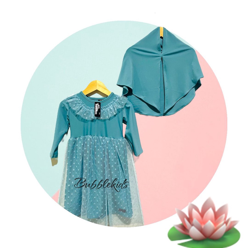 Maula Kids Wear Gamis bayi newborn / baru lahir - 4 tahun | Gamis anak perempuan  free jilbab murah | gamis tutu tile doty + hijab segitiga instan bahan adem,lembut&amp;elastis