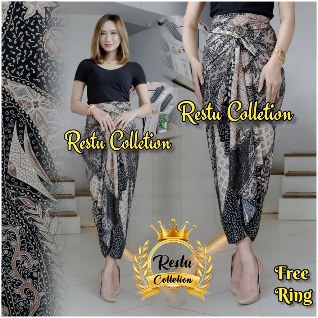 COD Restu Colletion Rok Lilit Songket Serut Batik Bawahan Kebaya Wisuda Kemeja Bloese Kondangan Nikahan Tunangan Wanita Allsize Bahan Satin HQ Premium MEGAMENDUNG SILVER Bestseller