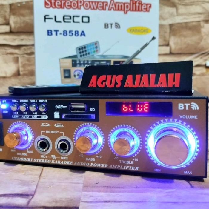 ♦ ✅COD POWER AMPLIFIER WIRELESS KARAOKE FLECO BT-858A / AMPLIFIER BLUETOOTH / AMPLIFIER KARAOKE WIRE