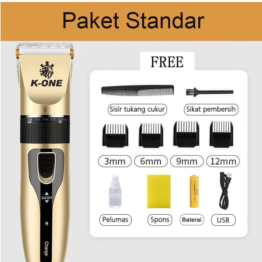 K-ONE Alat Cukur Rambut Elektrik / Hair Clipper / Alat Potong Rambut / Cliper Rambut Cordless Professional pemotong rambut Original