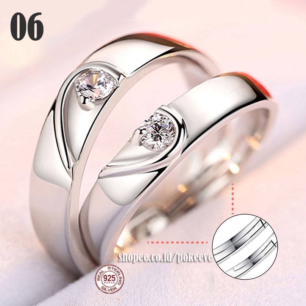 Cincin Couple/ Tunangan Perak Buat Pasangan Pria/ Wanita 925 Sterling Silver Ring