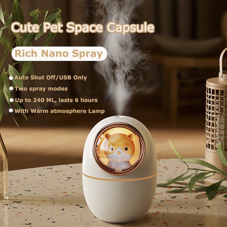 Little Cat Ultrasonic Humidifier 240ML Air Humidifier Air Purifier Menggunakan USB Light Humidifier Diffuser Aroma Diffuser Pewangi Ruangan Aroma Terapi Purifier