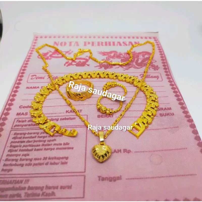 Set perhiasan Emas Hongkong Lapis Import Anti Luntur Anti Karat/Perhiasan titanium berlapis emas 24 Karat/Perhiasan Wanita Dewasa Mirip Emas Asli/Perhiasan wanita Terbaru 2023