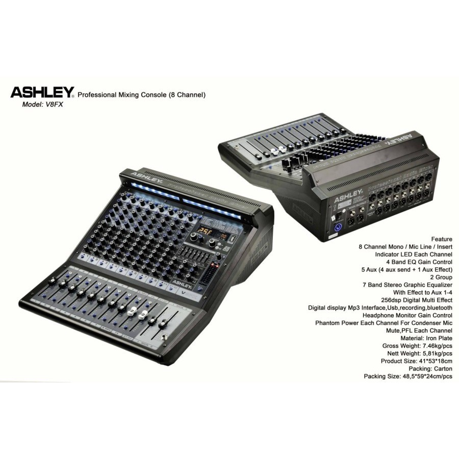 MIXER ASHLEY V8FX V8 FX V 8FX ORIGINAL