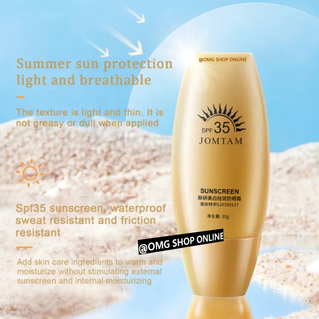 TERMURAH !!! Whitening Sunscreen SPF 35 PA++ Pemutih Kulit Seluruh Tubuh Jomtam Whitening Anti UV Sunblock Wajah Untuk Skin Barrier Rusak 30 Gr / Sun Battle Sun Protection Glowing Protection Body Cream Lotion Pemutih Badan Pemutih Ketiak dan Selangkangan