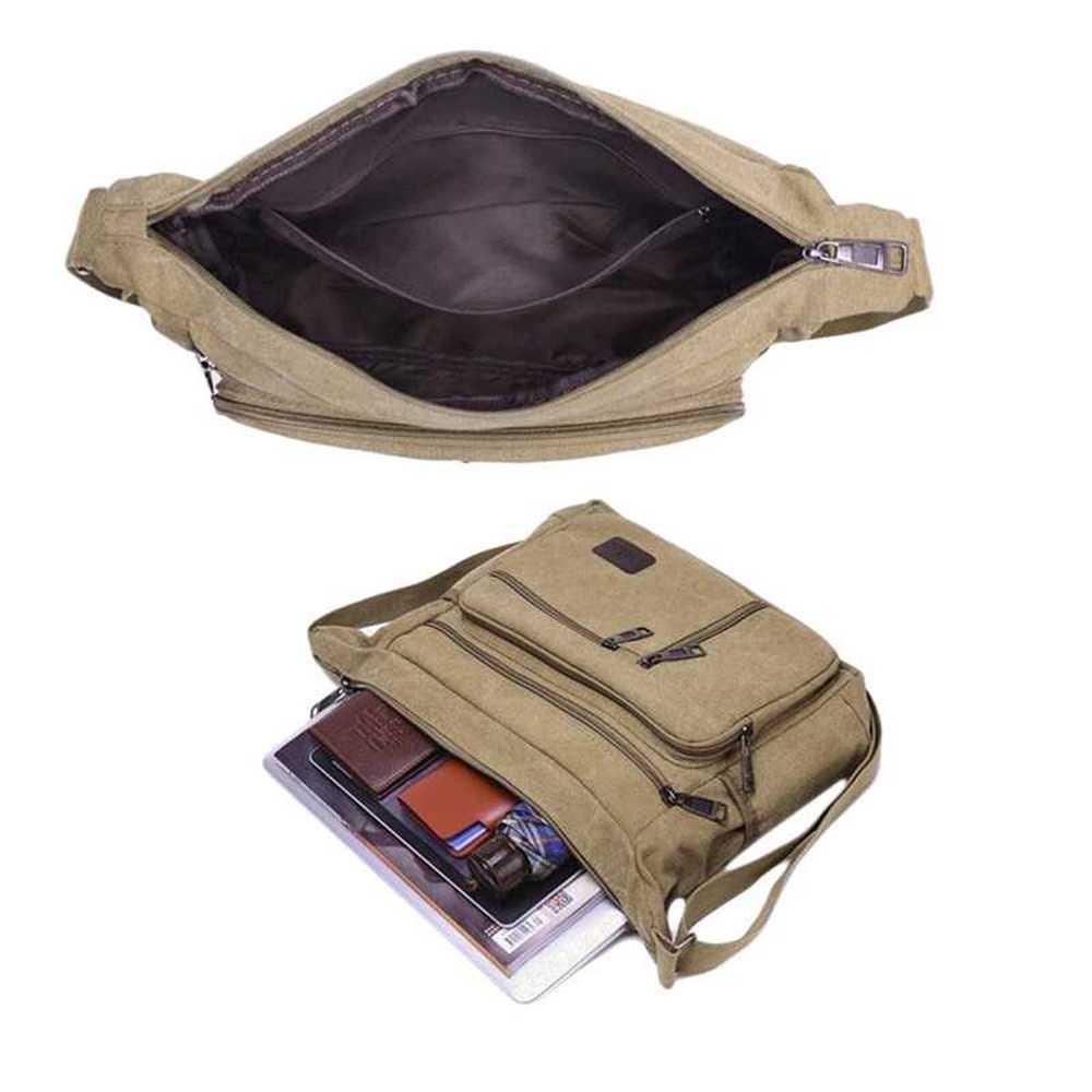 Tas Selempang Messenger Bag Bahan Kanvas - 6912 - Khaki