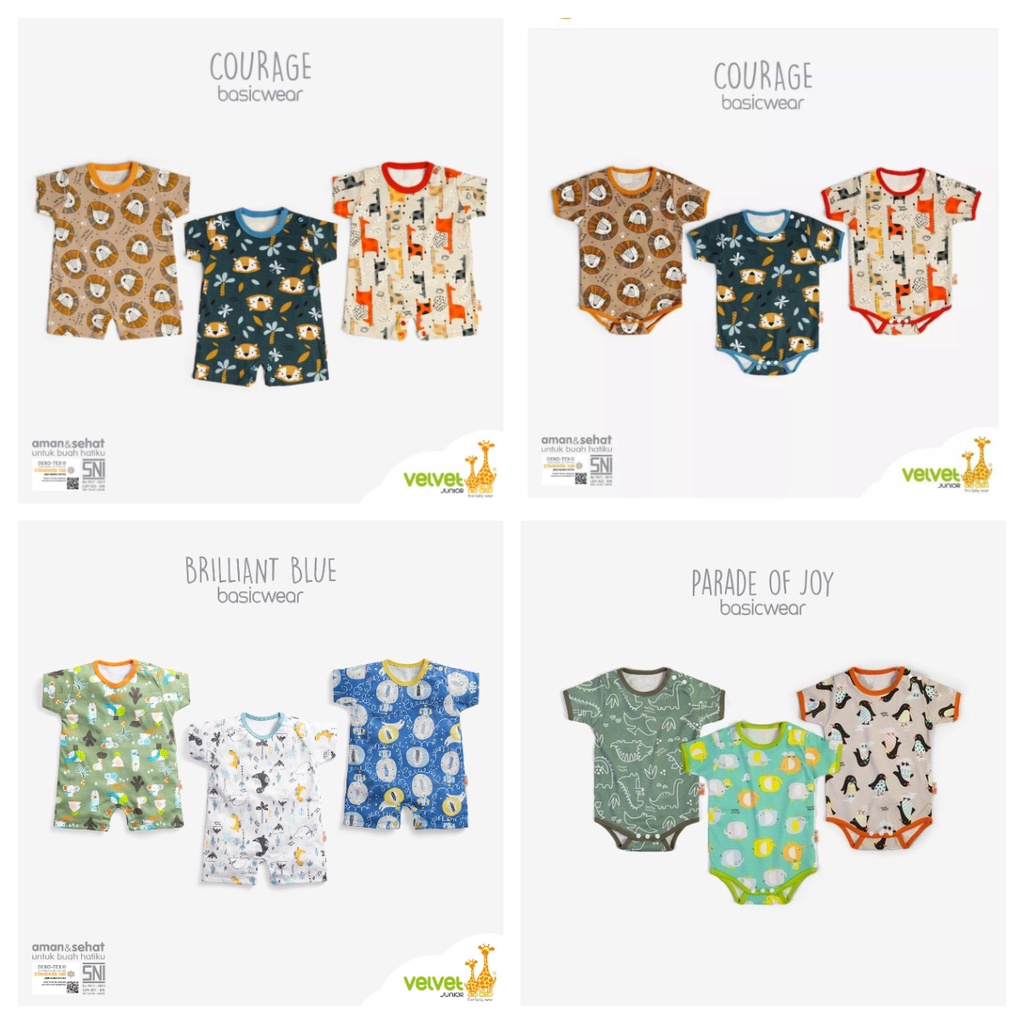 Velvet Junior Romper &amp; Jumper NewBorn | Baju Kodok Segi Empat &amp; Segi Tiga