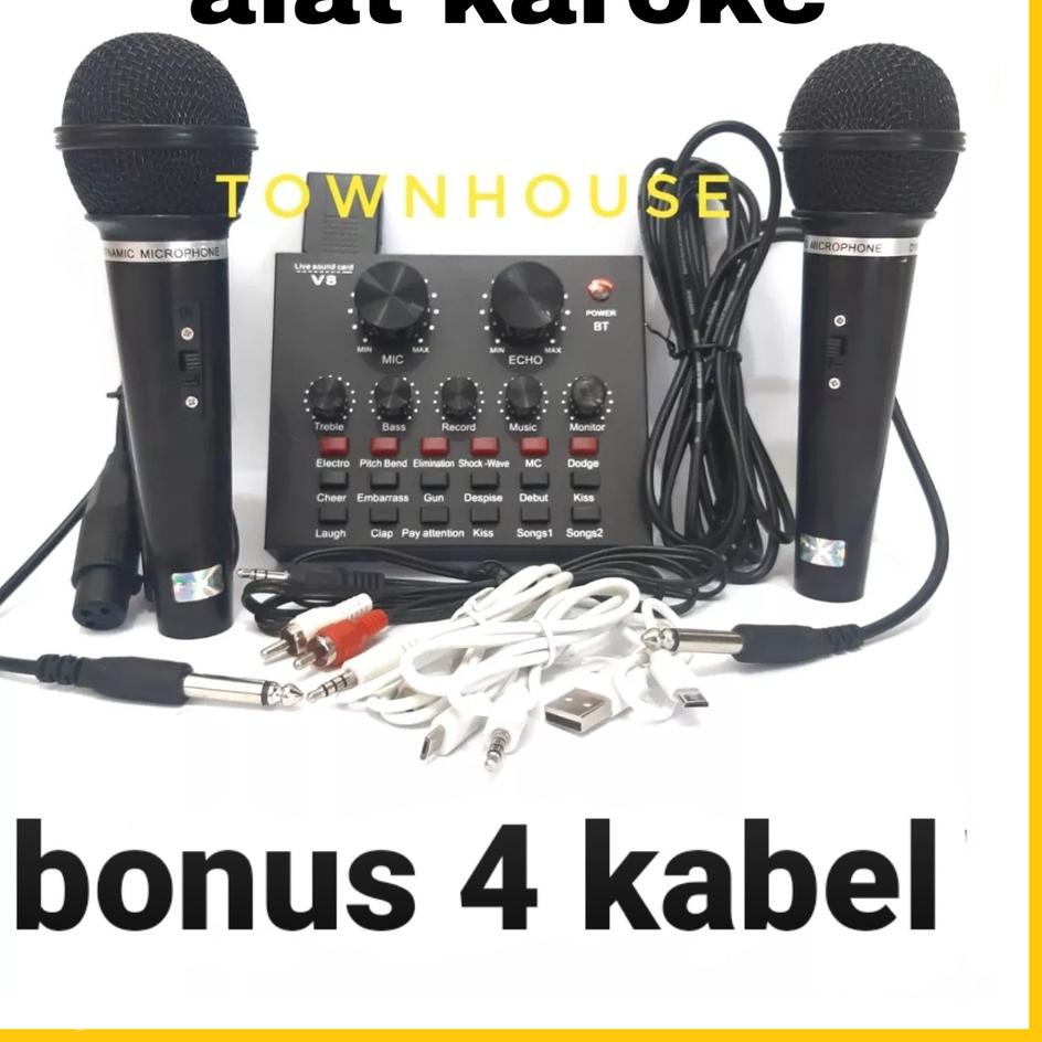 ➮ Amplifier Karoke POWER AMPLI BLUETOOTH V8 PREMIUM Live Streaming Soundcard Adapter Phone Laptop Mi