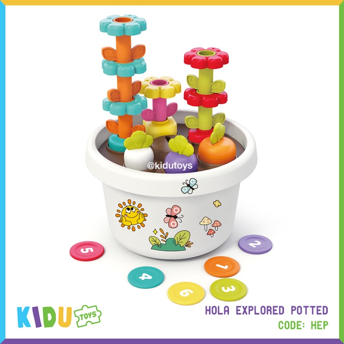 Mainan Edukasi Anak Menyusun Tanaman Hola Explored Potted Kidu Toys