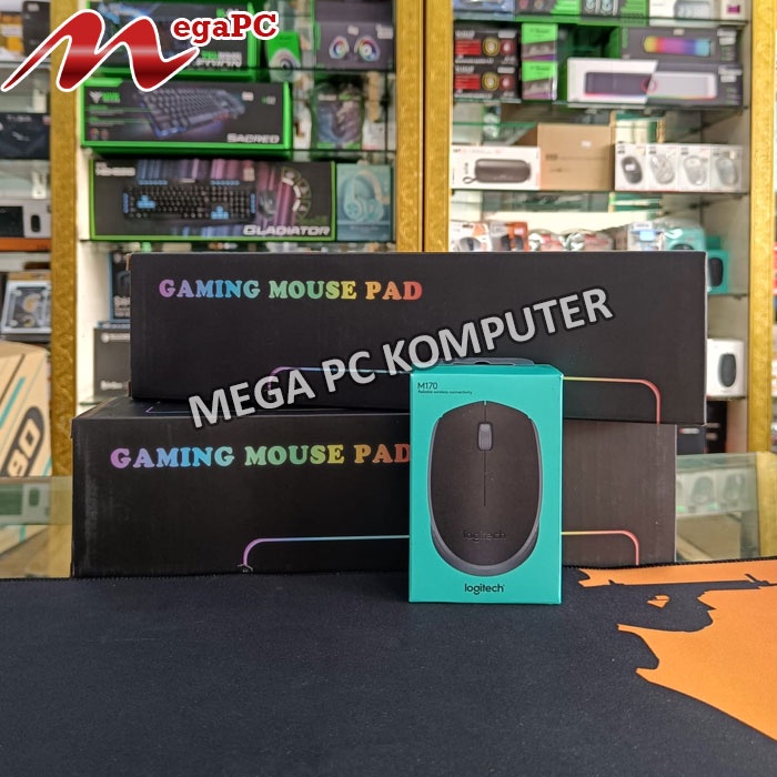 Paket Mouse M-170 Logitech &amp; Mouse Pad Gaming Large MegaPC