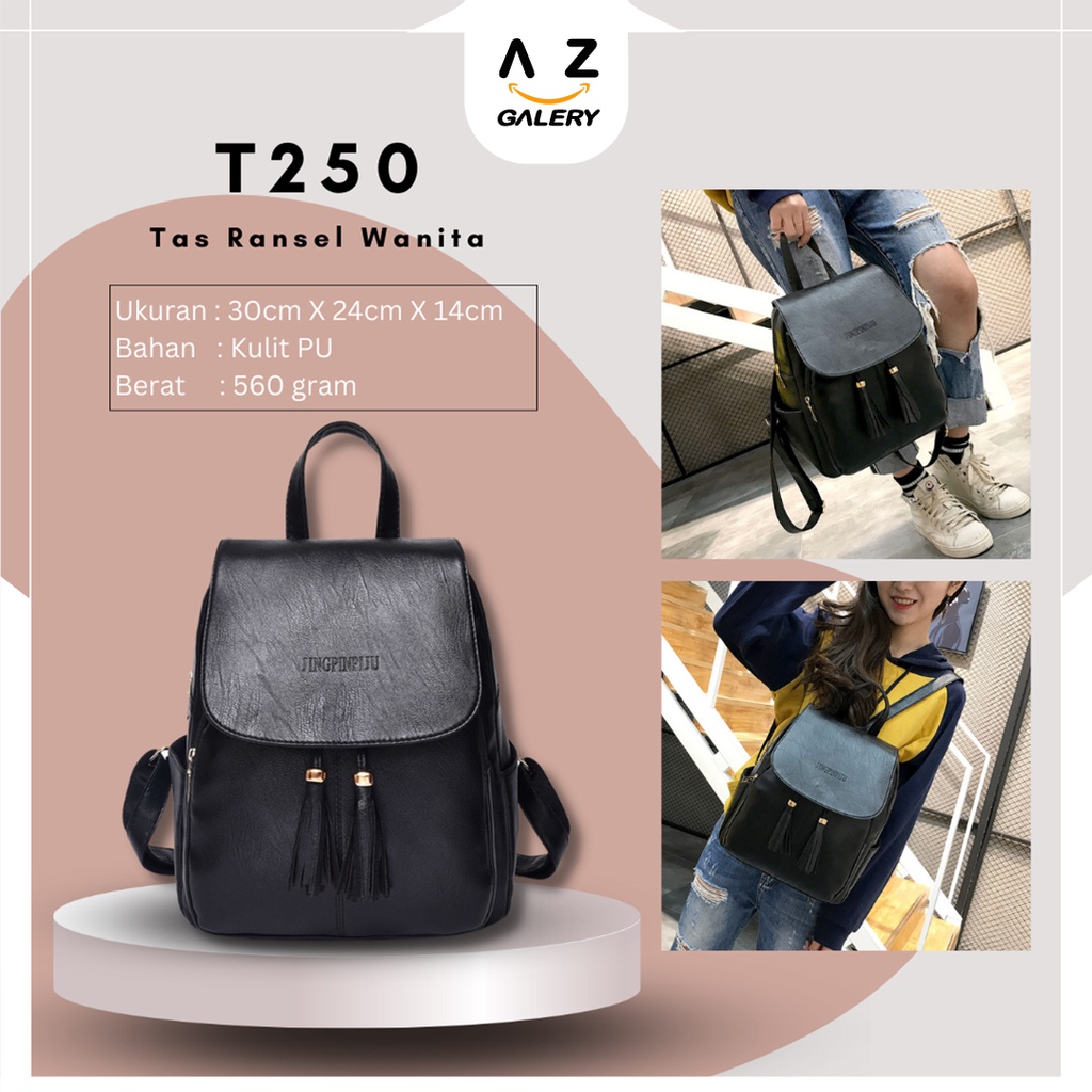 Tas Ransel Wanita Fashion Korea Style Tas Punggung Tas Cewek Import Sling Bag Women Kulit Tas Ransel Wanita Tas Kuliahan  dan Sekolahan Azgalery T250